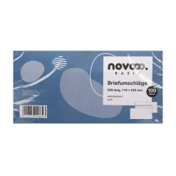 novooo Briefumschläge DIN Lang ohne Fenster, 100 Stück