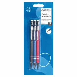 novooo Druckbleistift rot schwarz, blau, 3 Stück
