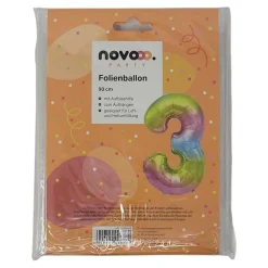 novooo Folienballon 3 Jahre Regenbogen, 90 cm