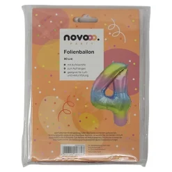 novooo Folienballon 4 Jahre Regenbogen, 90 cm