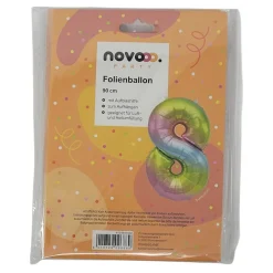 novooo Folienballon 8 Jahre Regenbogen, 90 cm