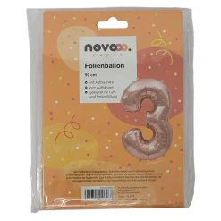 novooo Folienballon 3 Jahre Roségold, 90 cm