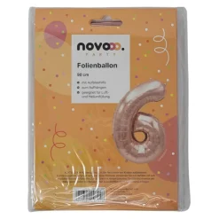 novooo Folienballon 6 Jahre Roségold, 90 cm
