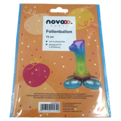 novooo Folienballon 1 Stand Zahl rainbow