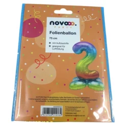 novooo Folienballon 2 Stand Zahl rainbow