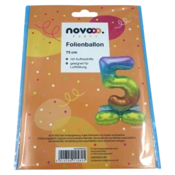 novooo Folienballon 5 Stand Zahl rainbow