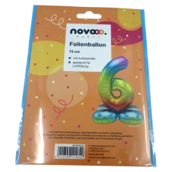novooo Folienballon 6 Stand Zahl rainbow