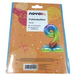 novooo Folienballon 9 Stand Zahl rainbow