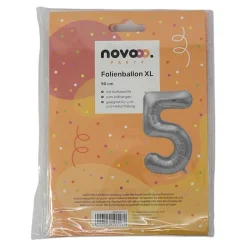 novooo Folienballon Zahl 5 Jahre, silber