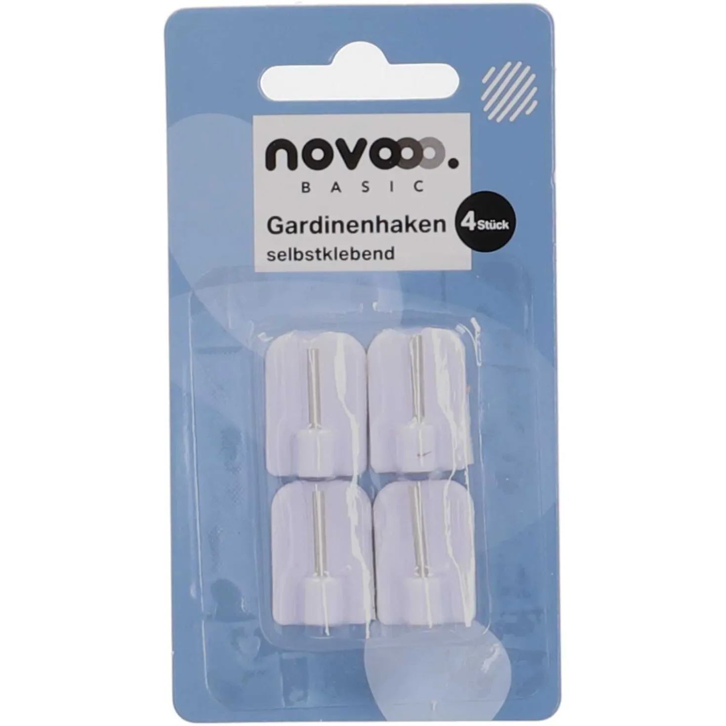 novooo Gardinenhaken selbstklebend, weiß, 4 Stück
