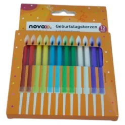 novooo Geburtstagskerzen farb. Flamme, 12 Stück