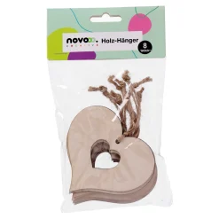novooo Hänger Herzen Holz, 8 Stück