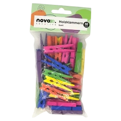 novooo Holzklammern bunt, 48 Stück