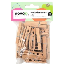 novooo Holzklammern, natur, 48 Stück