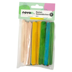 novooo Holzstäbchen bunt Bastelzubehör, 50 Stück
