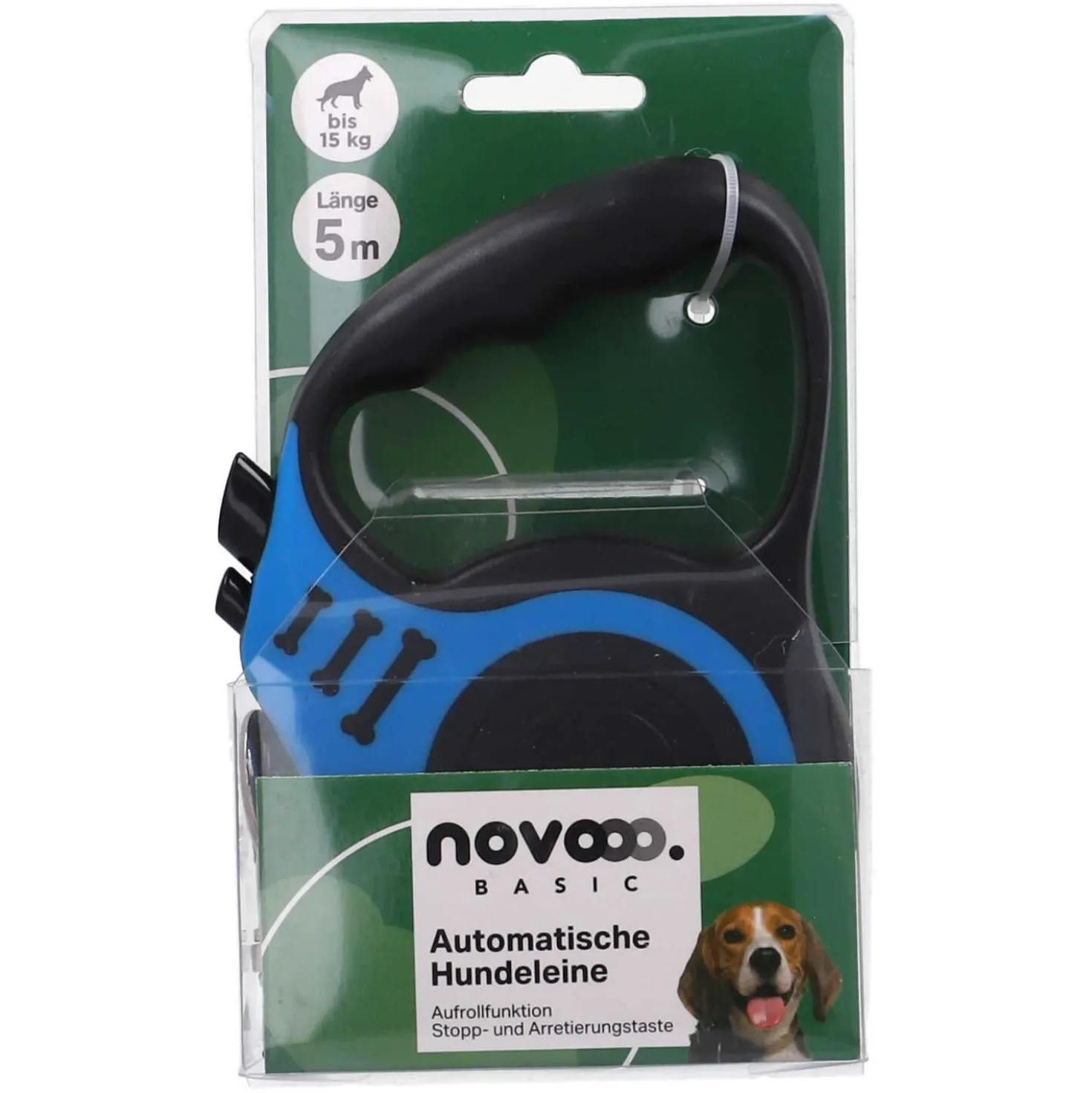 novooo Hundeleine Automatik 5 m bis, 15 kg