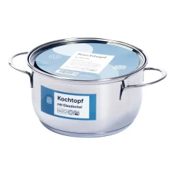 novooo Kochtopf Edelstahl mit Deckel, 16 cm