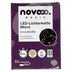novooo LED Lichterkette m Timer+FB, 50 Stück