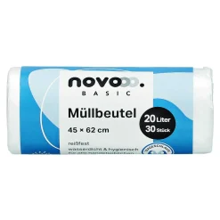 novooo Müllbeutel mit Trageschlaufe, 20 l, 30 Stück