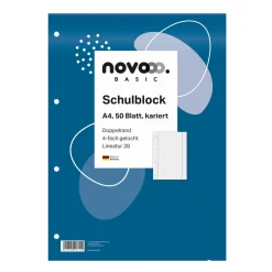 novooo Schulblock A4 kariert Lin28