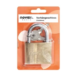 novooo Vorhängeschloss 60 mm mit 3 Schlüsseln