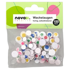 novooo Wackelaugen selbstklebend bunt, 100 Stück
