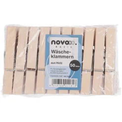 novooo Wäscheklammern Holz, 50 Stück
