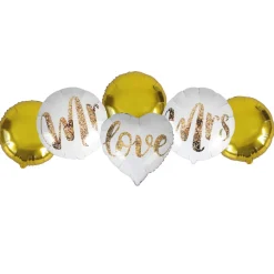 O'Canny Folienballon-Set Hochzeit, Ø 46 cm, 6-teilig