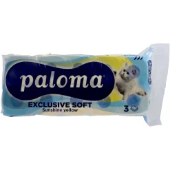 Paloma Gelbes Toilettenpapier 10 Rollen, 3 lagig