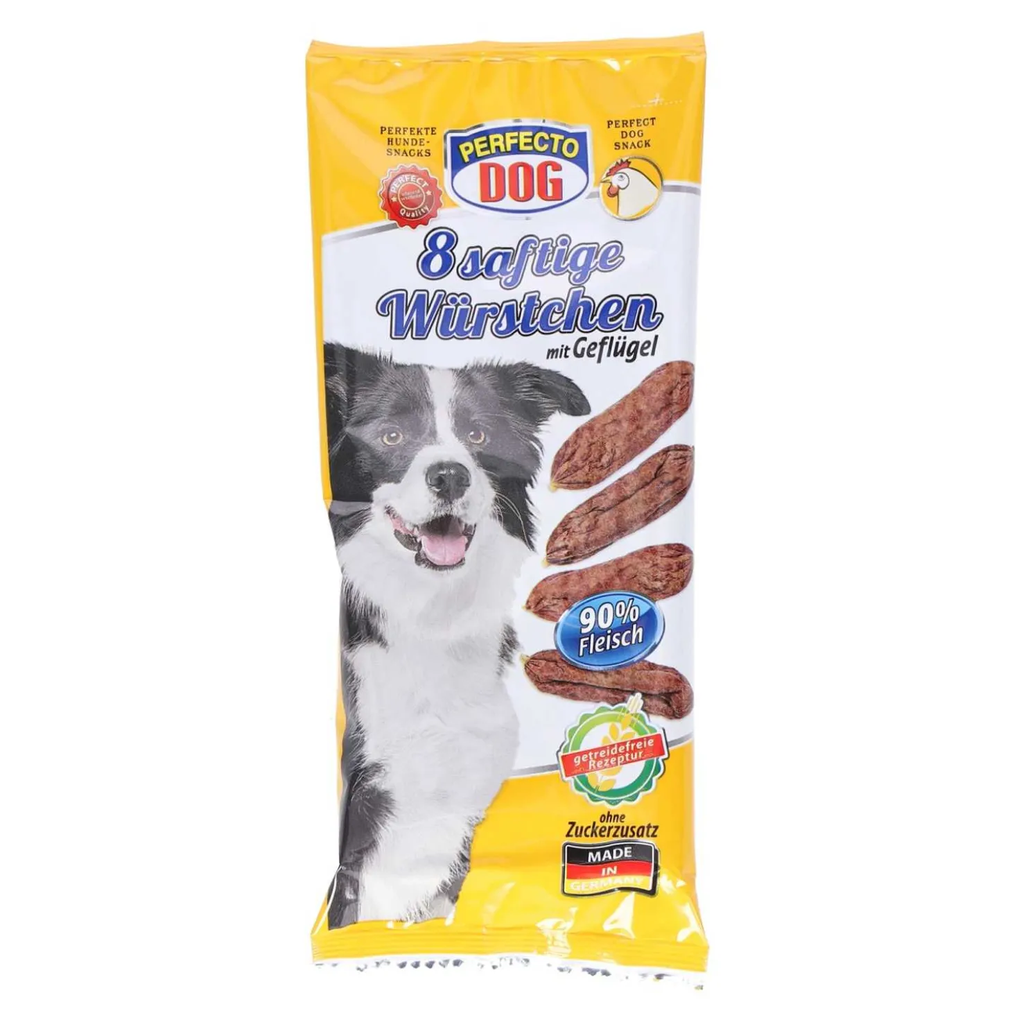 Perfecto Dog Hundesnack 8 saftige Würstchen Geflügel, 60 g
