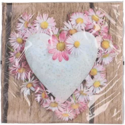 Servietten Herz mit Blumen, 33 x 33 cm, 20 Stück