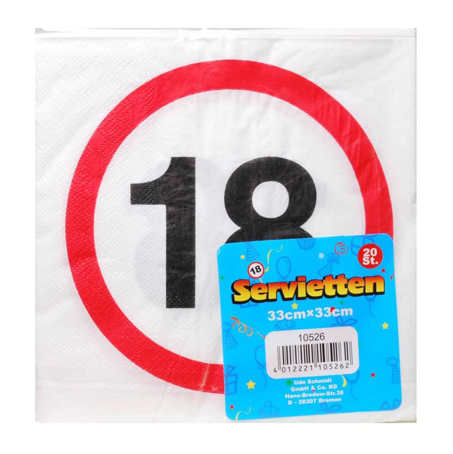 Servietten Zahl18, 33 x 33 cm, 20 Stück