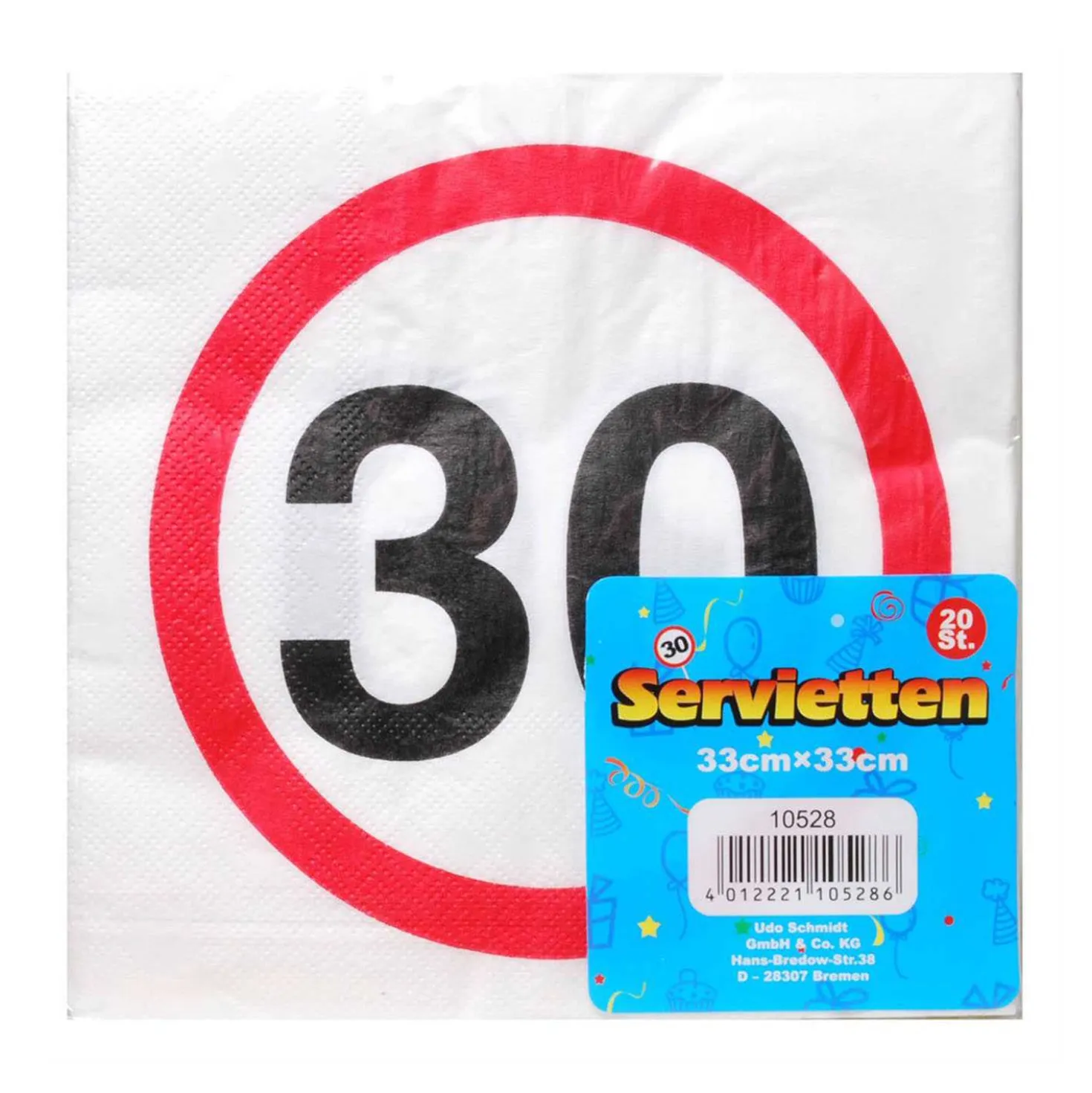 Servietten Zahl30, 33 x 33 cm, 20 Stück