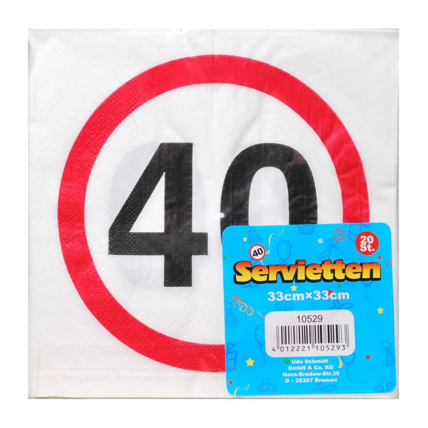 Servietten Zahl40, 33 x 33 cm, 20 Stück
