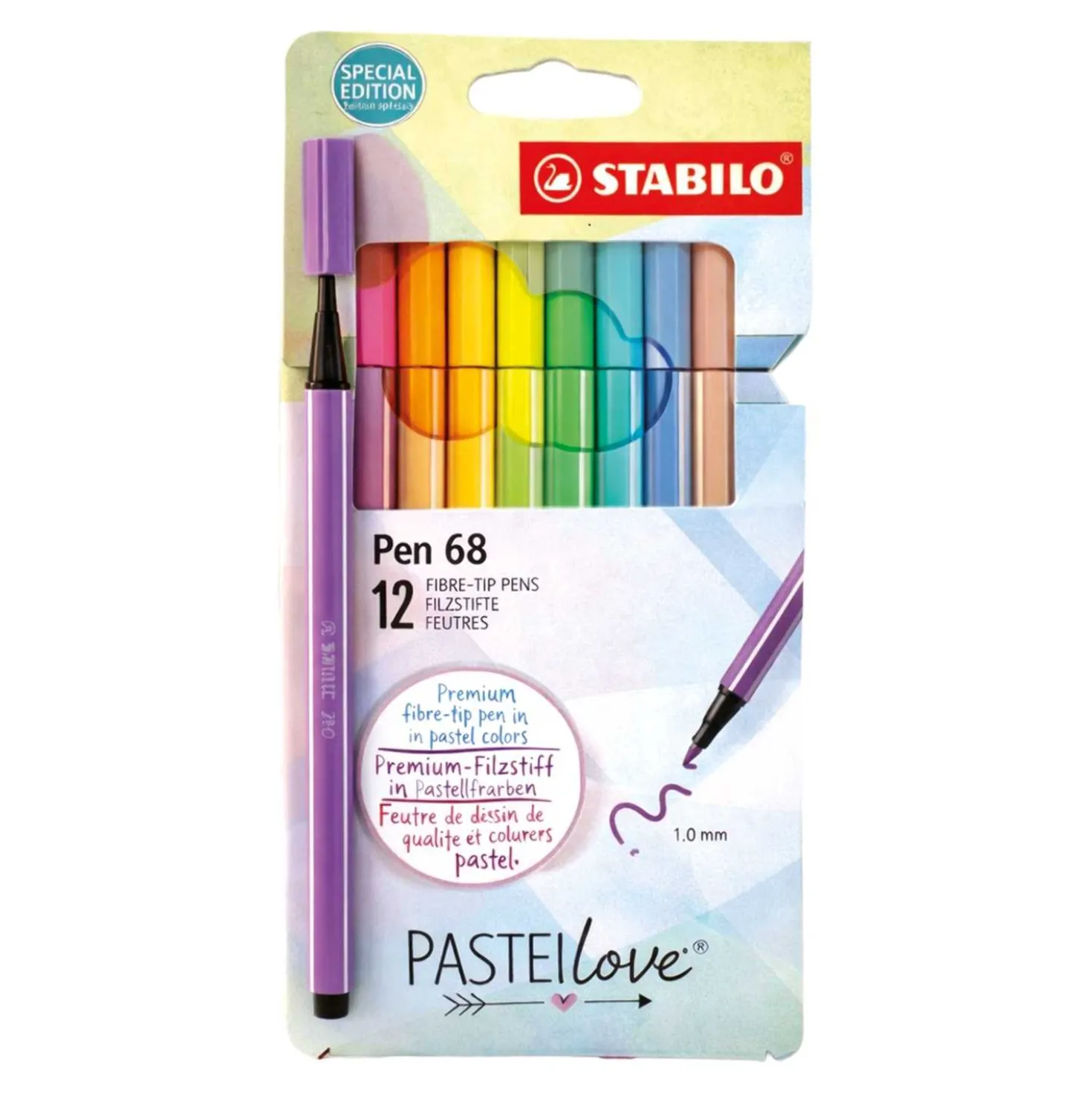 STABILO Fasermaler Pen 68 past.love, 12 Stück