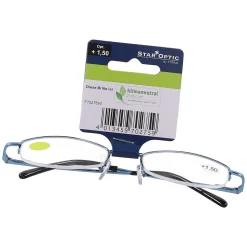 Star Optic Lesehilfe MD3 aus Metall +1,5 Dioptrien hellblau