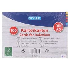 Stylex ® Karteikarten DIN A5 linert, weiß, 100 Stück