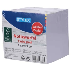 Stylex ® Notizwürfel Notizzettelblock geleimt, weiß, 9 x 9 x 9 cm, 1000 Blatt
