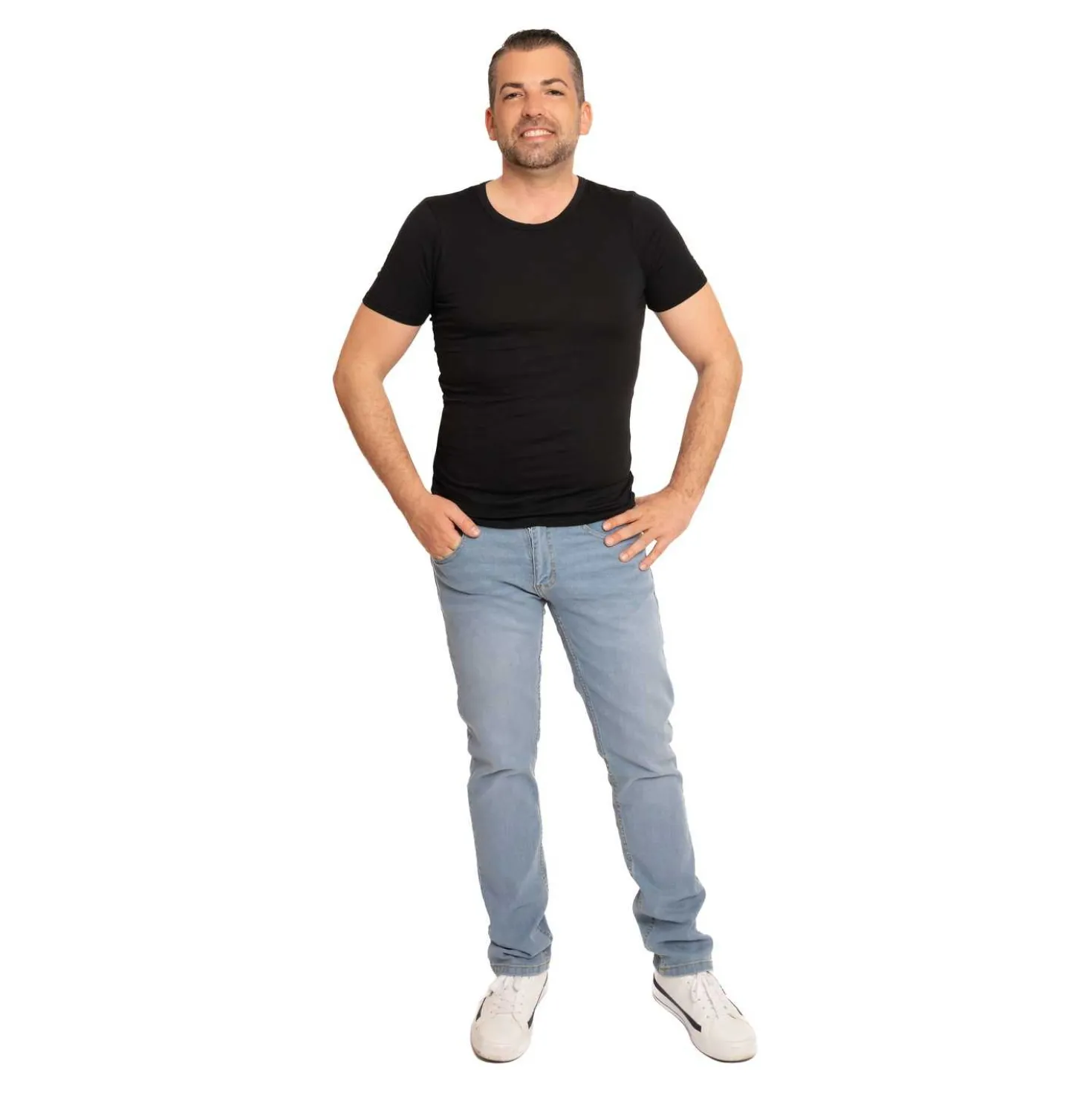 T-Shirt Gr M-2XL, schwarz-weiß, 2 Stück
