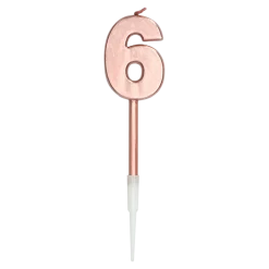 Zahlenkerze 6 rosé metallic