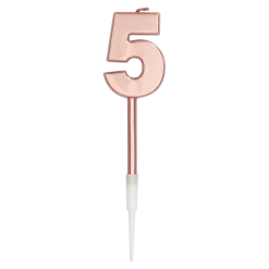 Zahlenkerze 5 rosé metallic