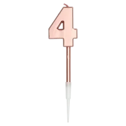 Zahlenkerze 4 rosé metallic