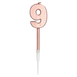 Zahlenkerze 9 rosé metallic